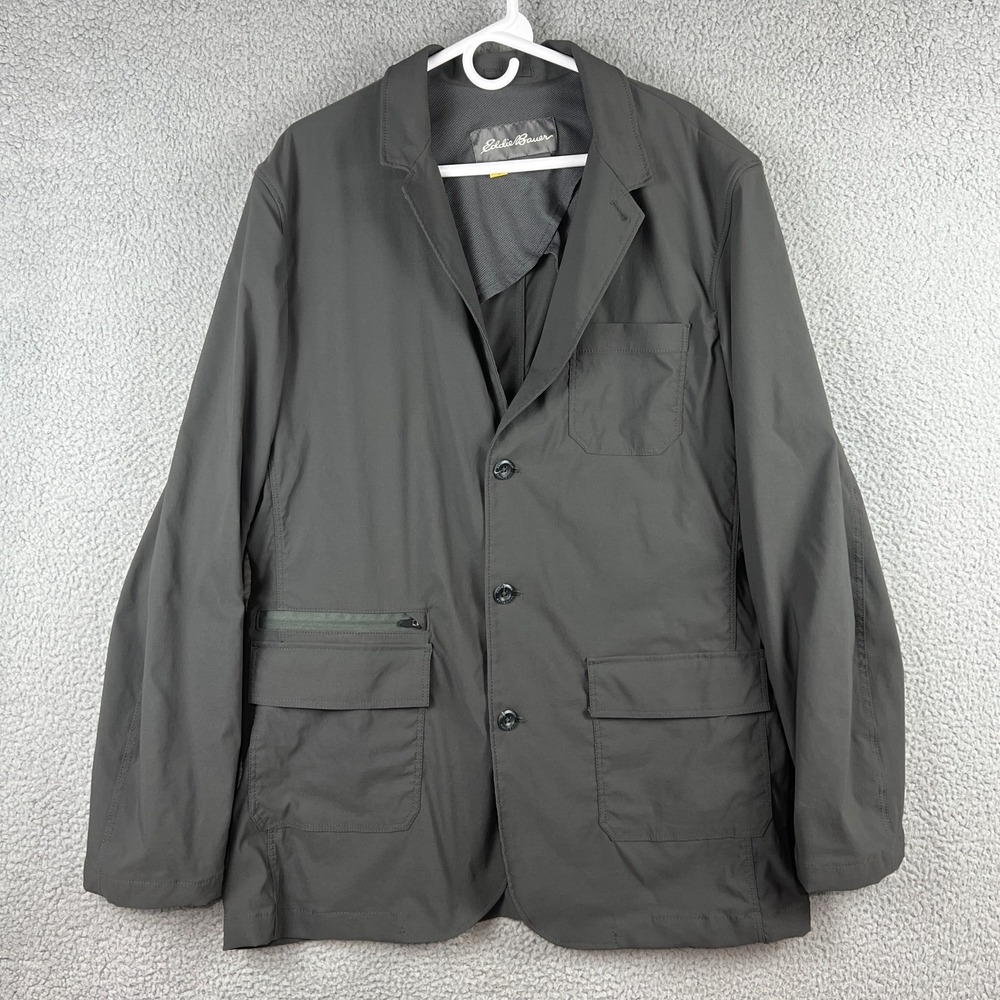 Eddie Bauer Travex Jacket Mens 46 Tall Grey Voyager Blazer‎ Performance Stretch